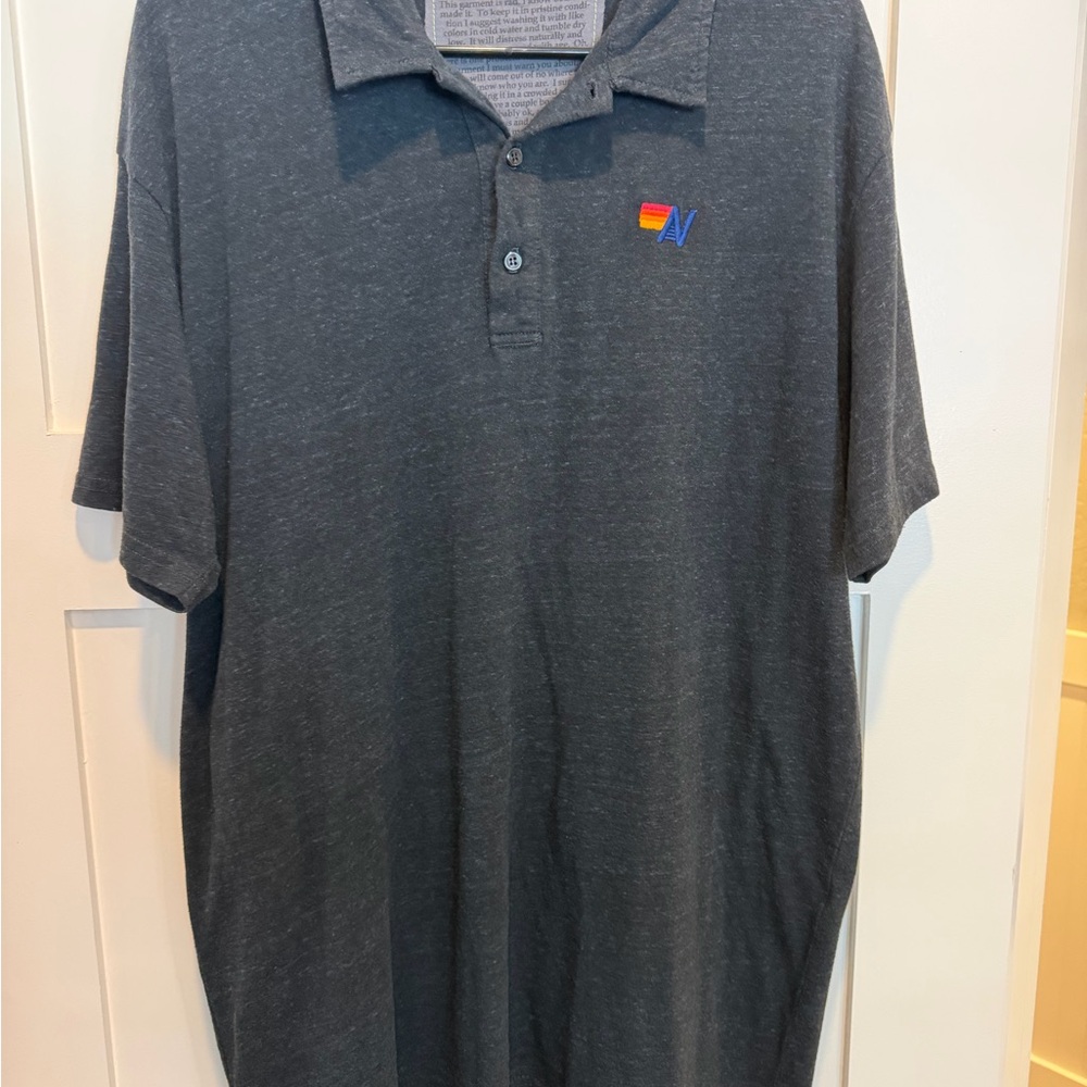 Aviator Nation Charcoal Polo Shirt with Rainbow Logo sz: XXL